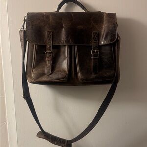KomalC leather messenger laptop bag case. Adjustable strap